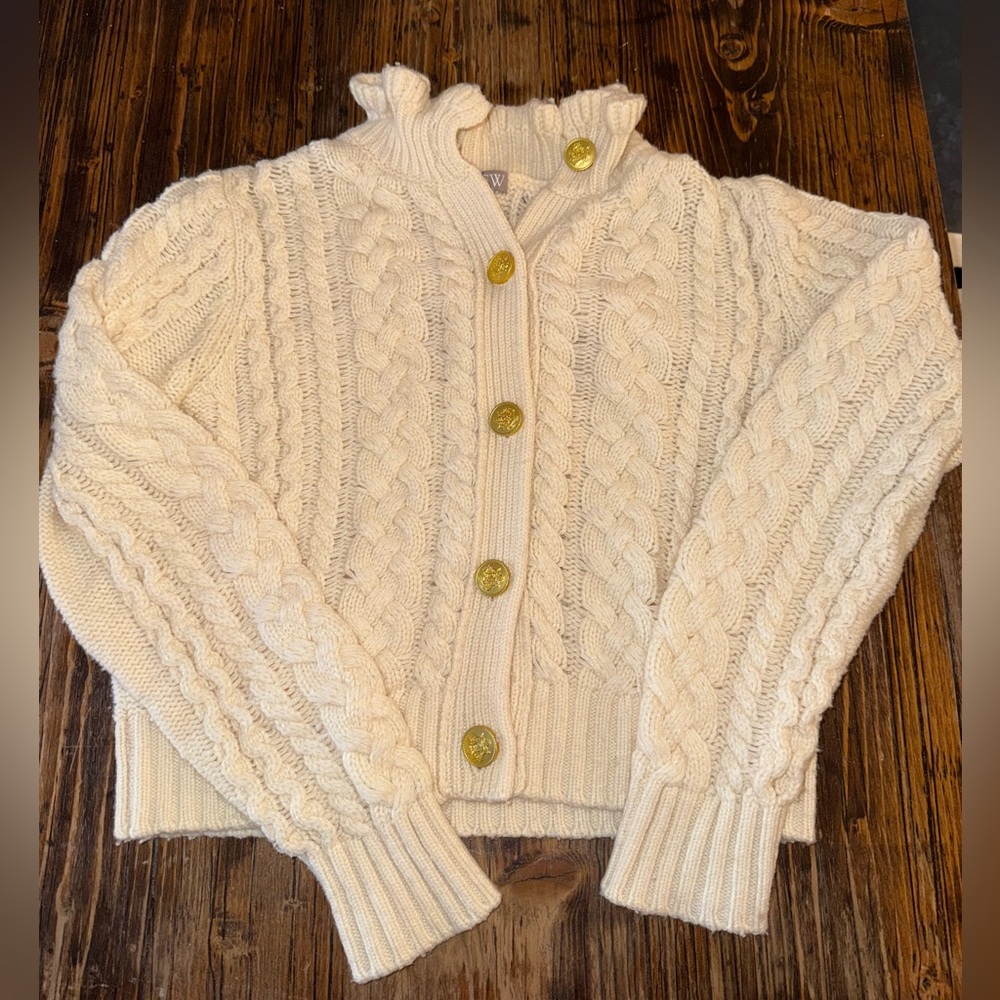 J. Crew Cream Cable Knit Cardigan